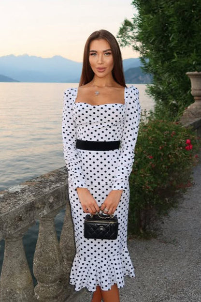 Polka Dot Mermaid Hem Maxi Dress