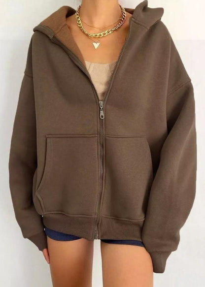 Cozy Zipper Hooded Cardigan Coat - Essential for