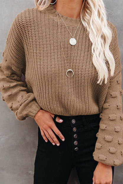 Puffy Sleeve Cable Oversized Knit Sweater