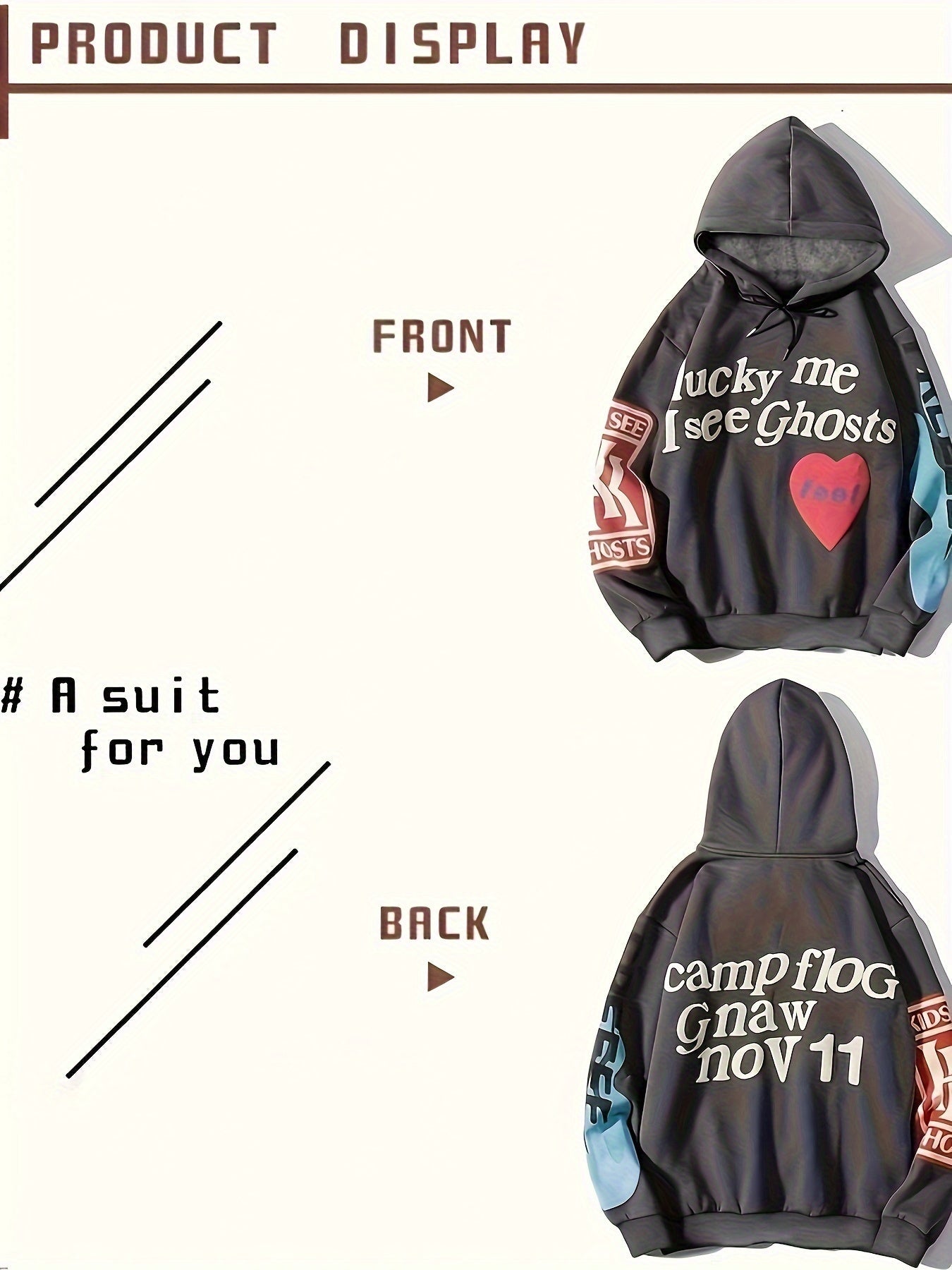 Lucky Me I See Ghosts Letter Graphic Sports Sweatshirt Ey4287