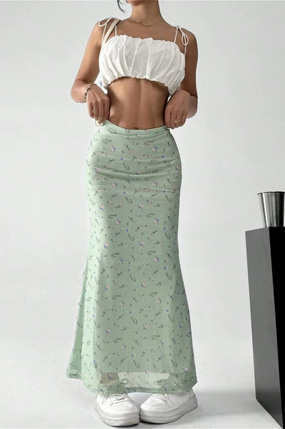Satin A-line Midi Skirt