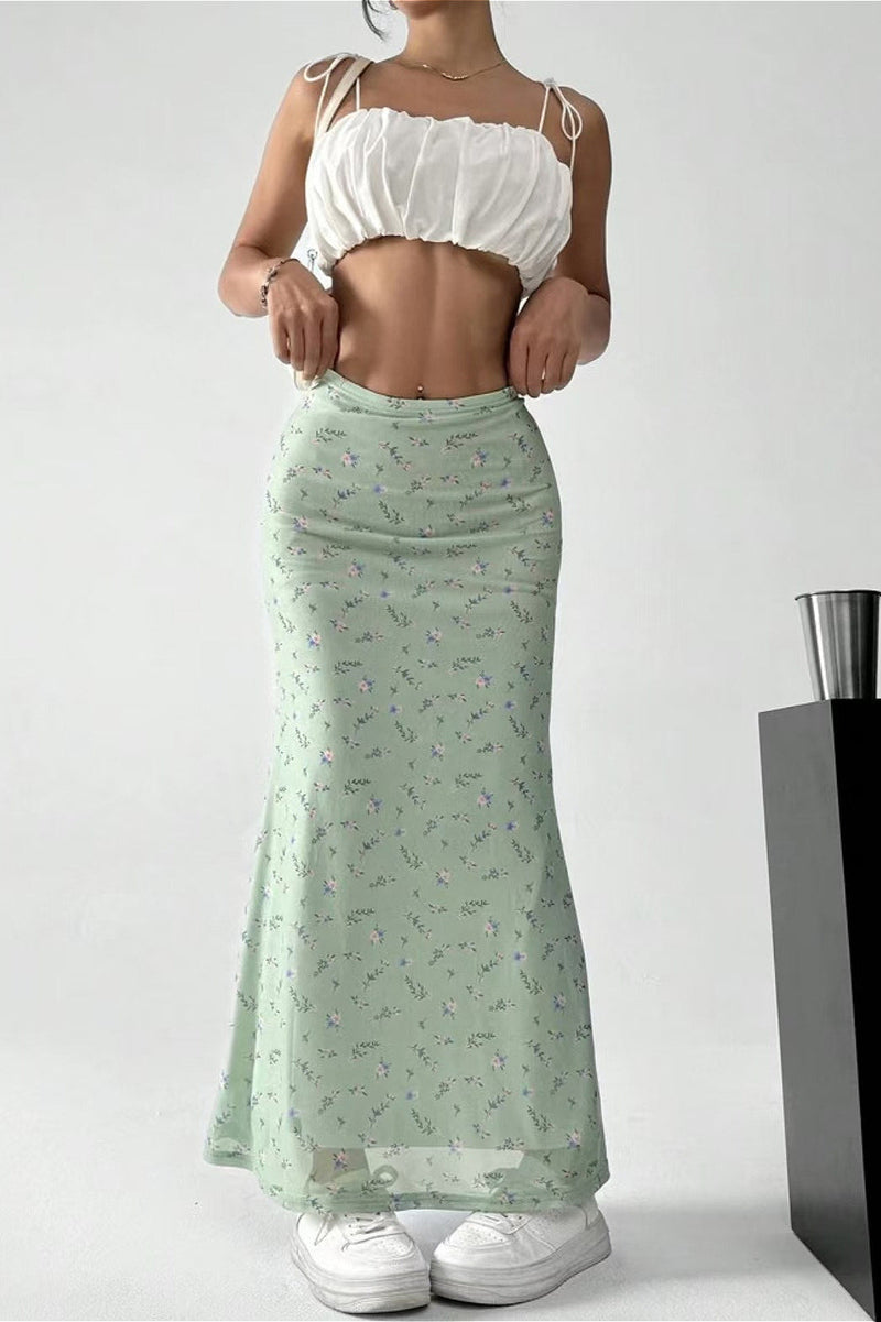 Satin A-line Midi Skirt
