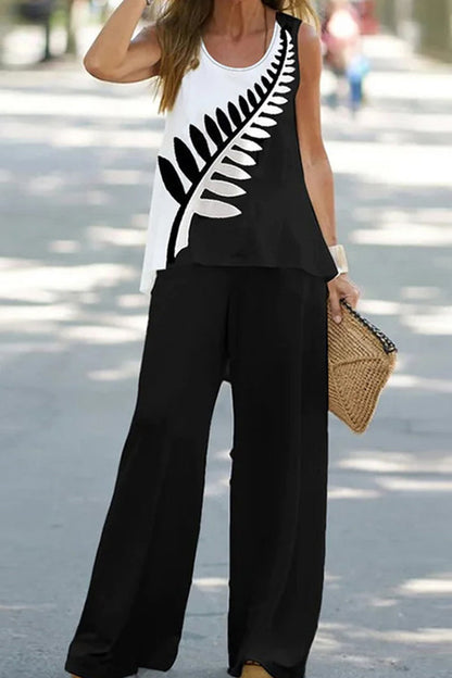 Summer Sleeveless T-shirt Trousers Two-piece Set