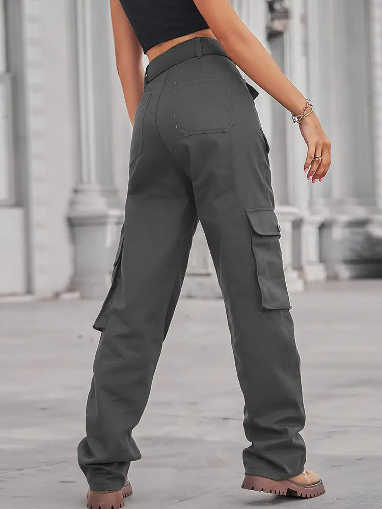 Washed Multi-pocket Denim Cargo Pants