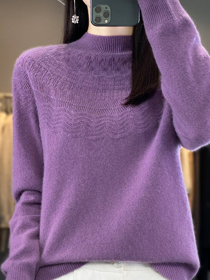 Autumn Cable Knit 100%wool Half Turtleneck Sweater Qn031