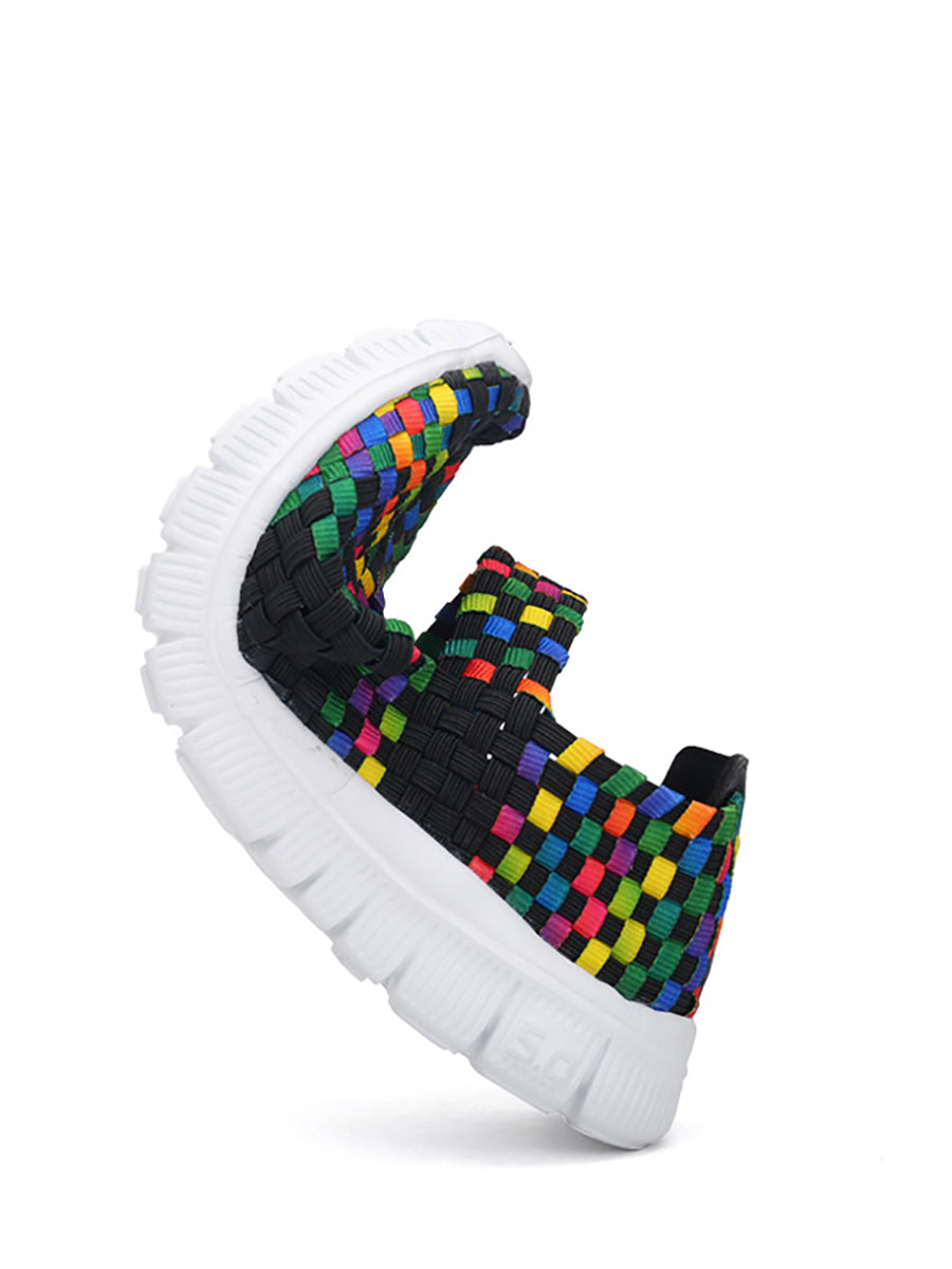 Summer Colorblock Weave Flat Shoes Rr1017