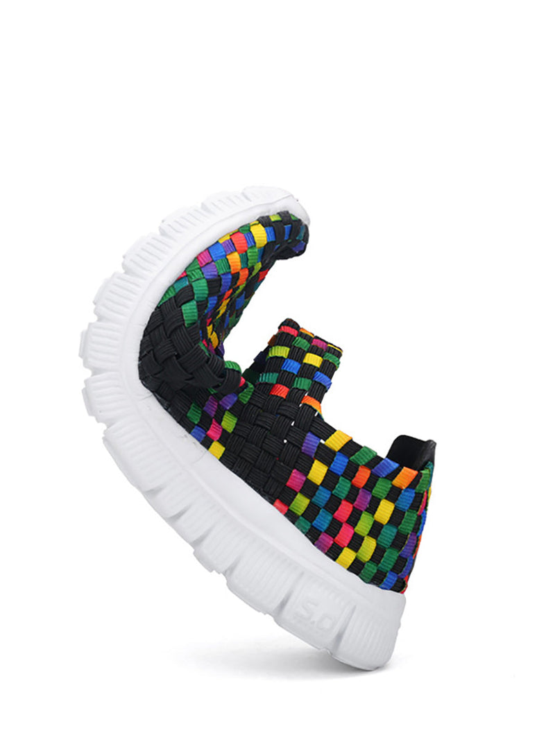 Summer Colorblock Weave Flat Shoes Rr1017