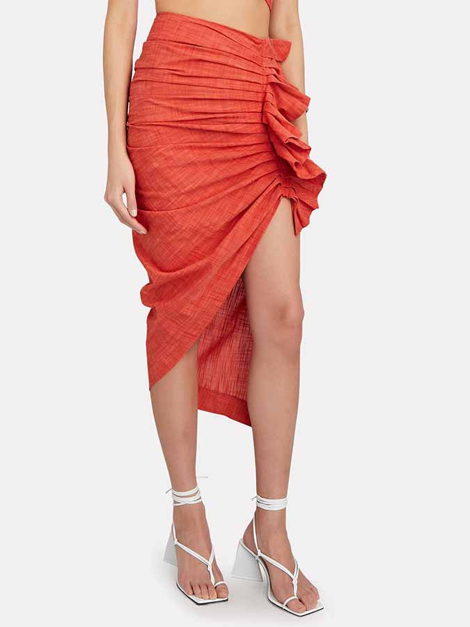 One-shoulder Swimsuit and Beach Skirt