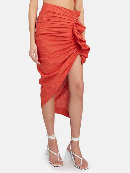 One-shoulder Swimsuit and Beach Skirt