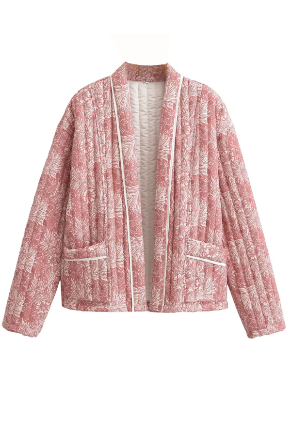 Loose Versatile Printed Cardigan Long Sleeve Cotton-padded Jacket