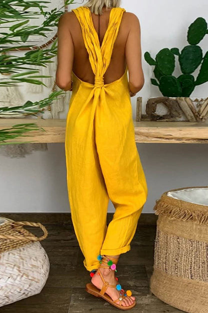 Harper Backless Knotted Strappy Loose Jumpsuit