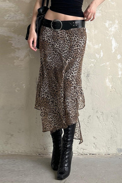 Leopard Print Low Waist Bodycon Skirt
