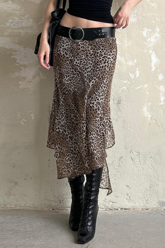 Leopard Print Low Waist Bodycon Skirt