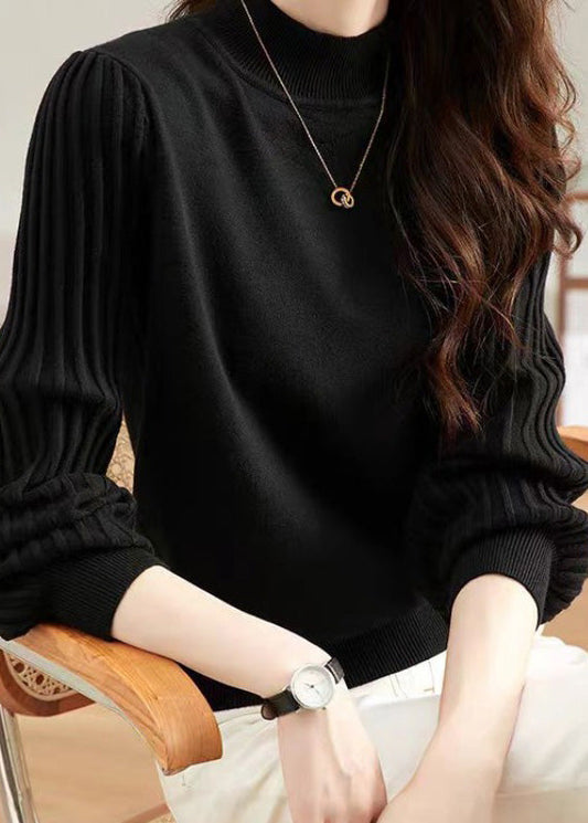New Black Turtleneck Knit Sweaters Fall Qx032