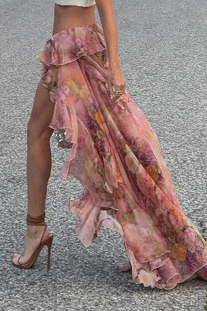 Romantic High Waist Maxi Skirt