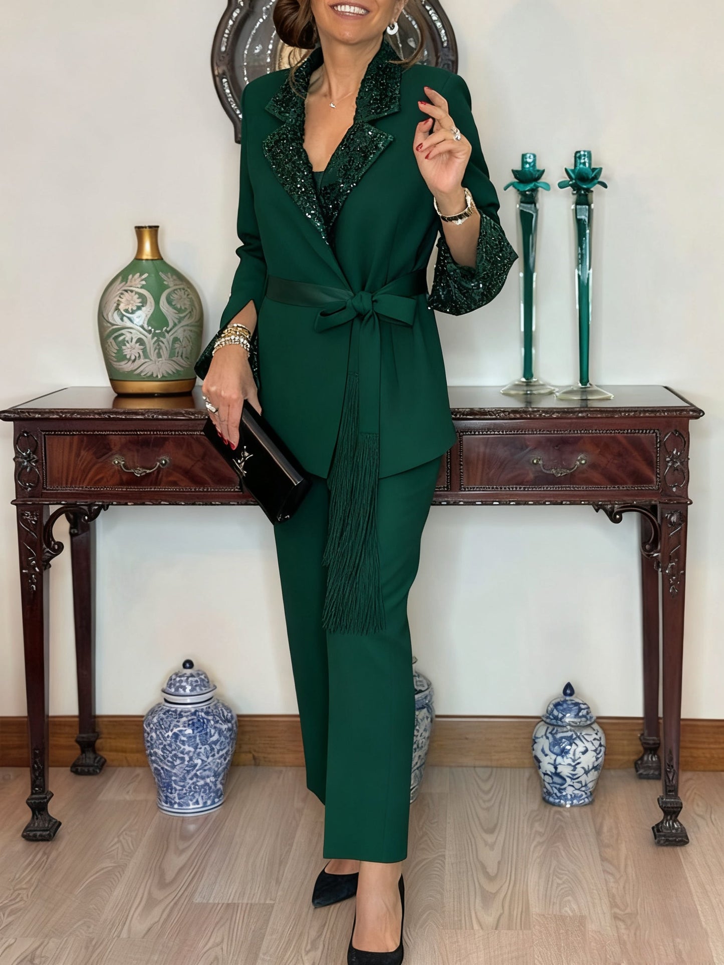 Lapel Jacket + Pants Temperament Commuter Suit