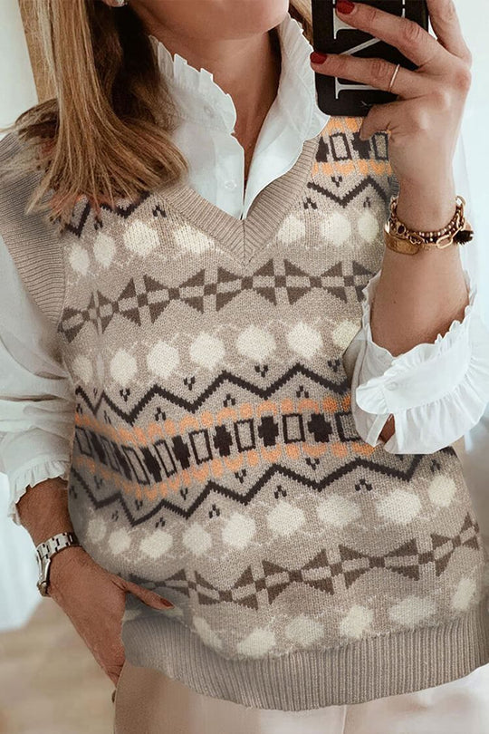 V Neck Knit Sweater Vest Tank Top