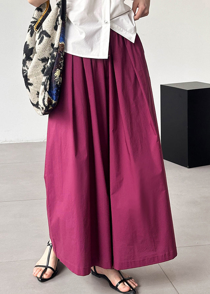 Rose Loose Cotton Wide Leg Pants Elastic Waist Af1046