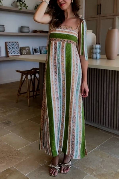 Color Striped Print Maxi Dress