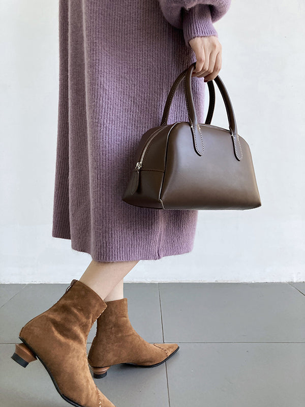 Urban Loose Purple High-neck Long Puff Sleeve Sweater Dress An1052