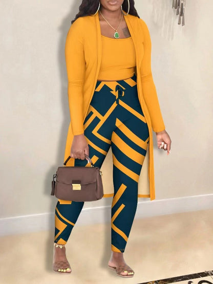 Cami Mixed Print Drawstring Three Piece Pants Set Bo50103