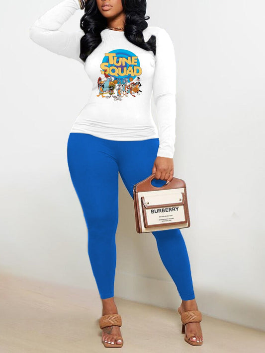 Cartoon Letter Print Pants Set Ar7098