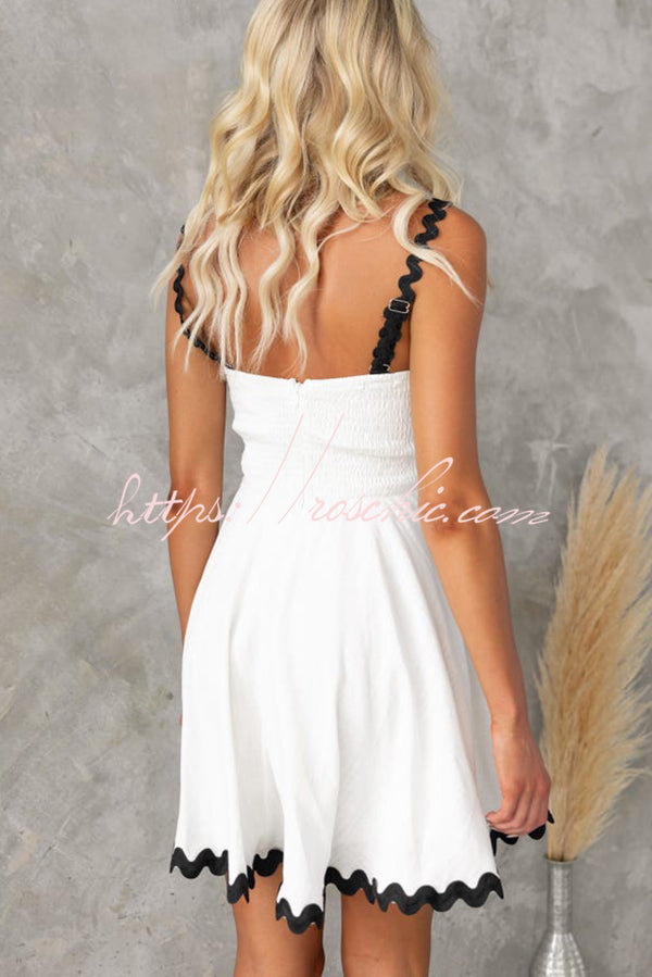 Aimie Color Wavy Lace Suspender Mini Dress
