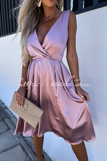 Hold You in My Memory Satin Midi Dress