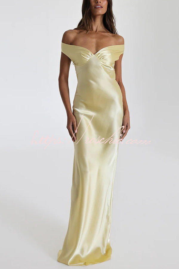 Color Off-shoulder Backless Slim Maxi Dress