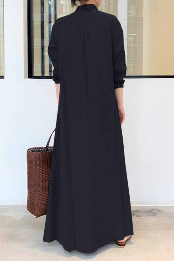 Long Sleeve Simple Loose Long Dress