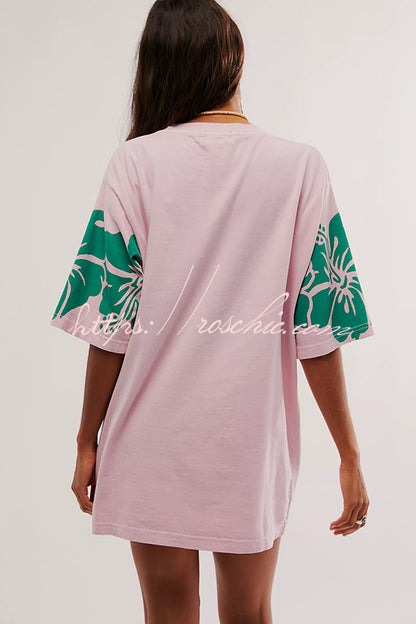 Print Loose Round Neck Short Sleeve T-shirt