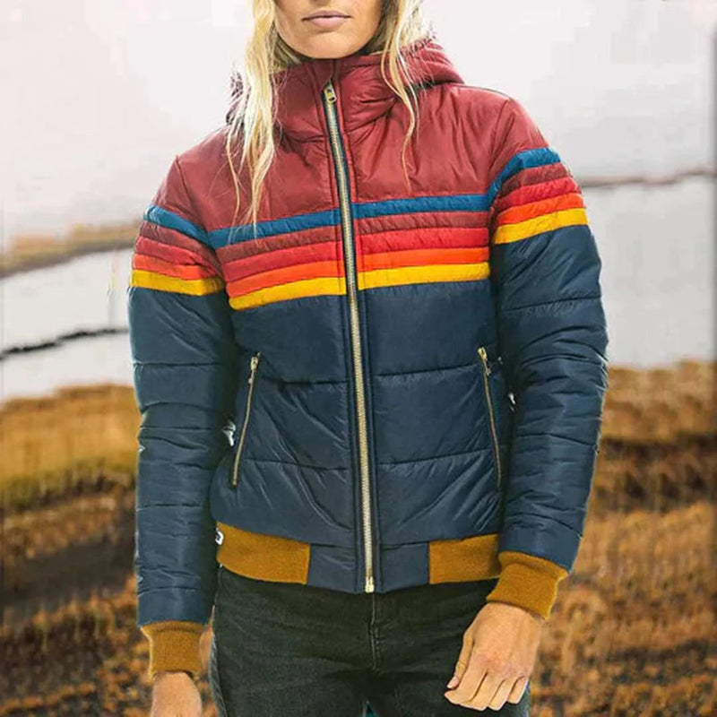 Winter Stitching Hooded Long Sleeve Coat