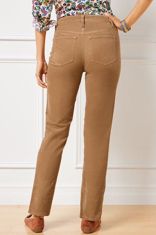 Stretch Corduroy Straight Leg Pants