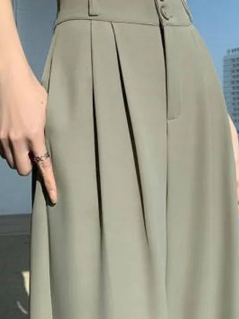 High Waist Wide Leg Pants for New Loose Straight Coffee Trousers Autumn Double Buttons Suit Pants Female
