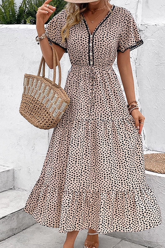 V-neck Design Print Skirt