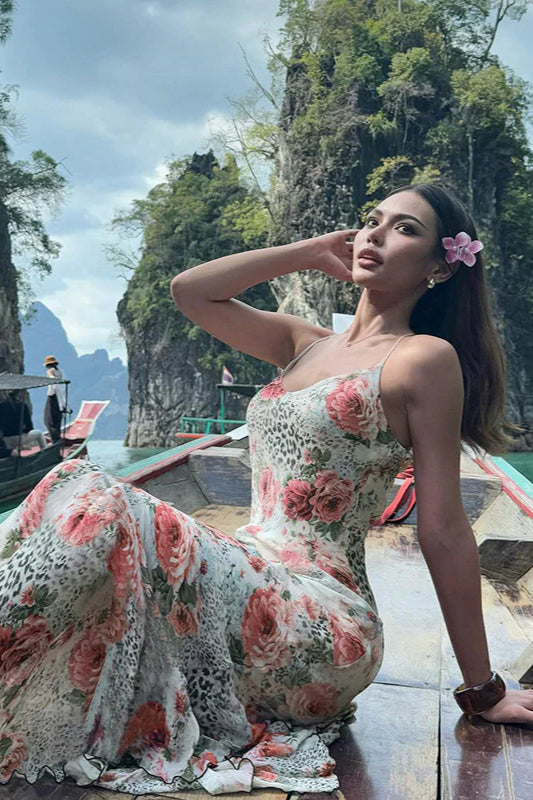 Leopard Backless Bodycon Maxi Dress