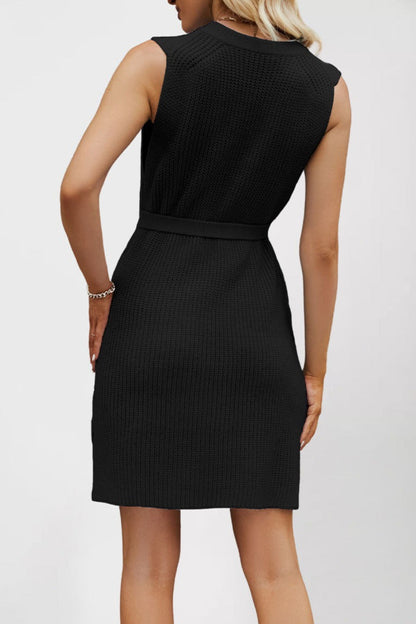 Color Round Neck Knit Sweater Dress