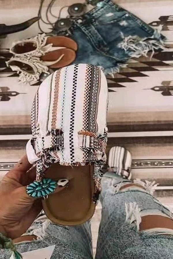 Fashionable Printed Raw Edge Flat Shoes