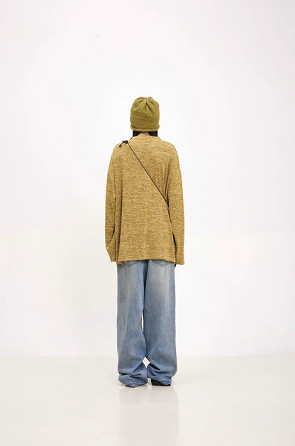 Mustard Yellow Knit Sweater With Star Patch
