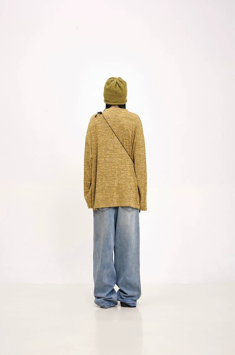 Mustard Yellow Knit Sweater With Star Patch