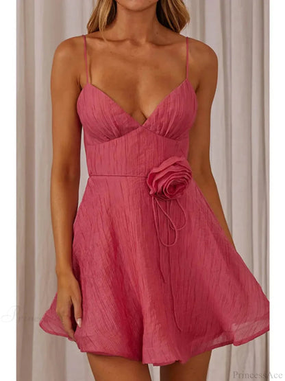 3d V-neck Mini Dress