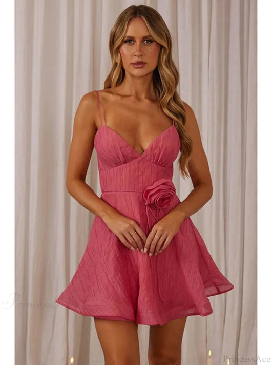 3d V-neck Mini Dress