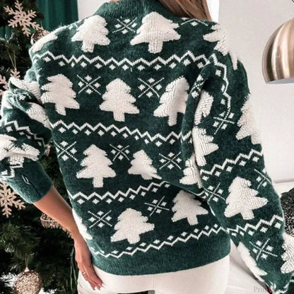 3d Santa Tree Print Warm Thick Christmas Long Sleeve Pullover Christmas Sweater