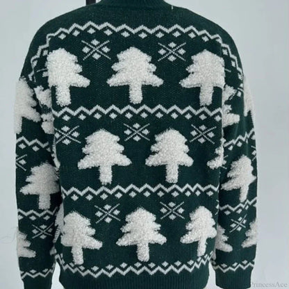 3d Santa Tree Print Warm Thick Christmas Long Sleeve Pullover Christmas Sweater