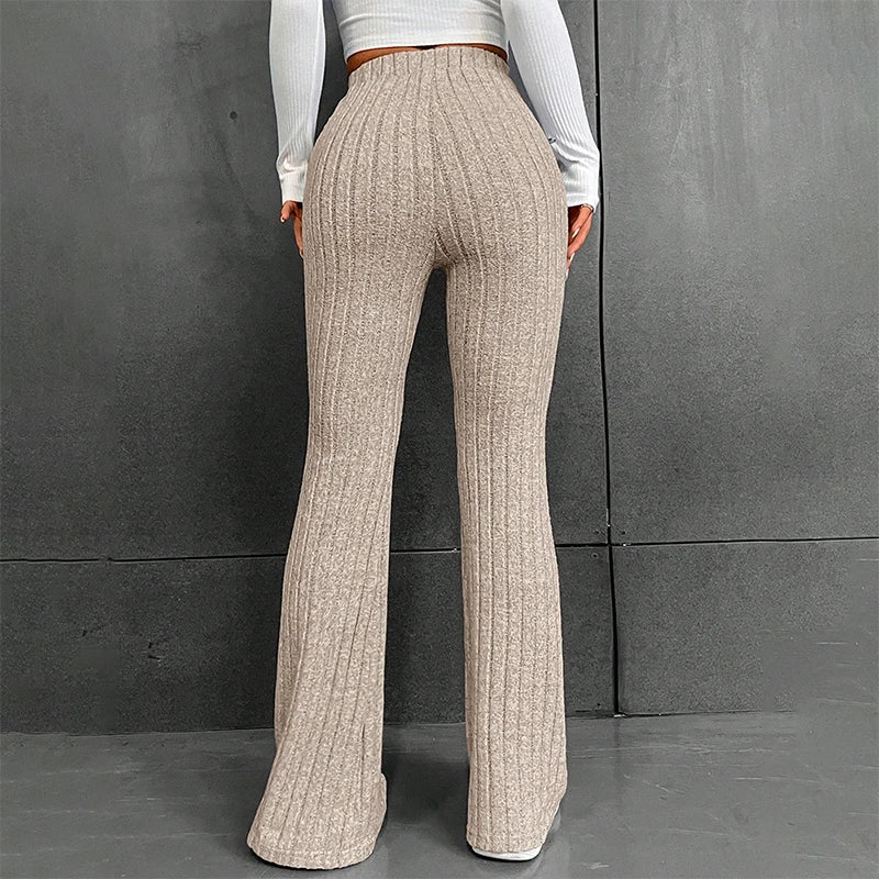 Fall New Wide Pit Stripe Knitted Wide-legged Pants for Keep Warm in Autumn and Winter Streetwea
