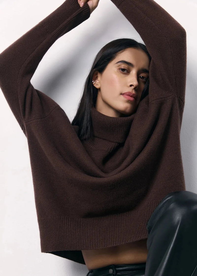 Red Turtleneck Knit Sweater