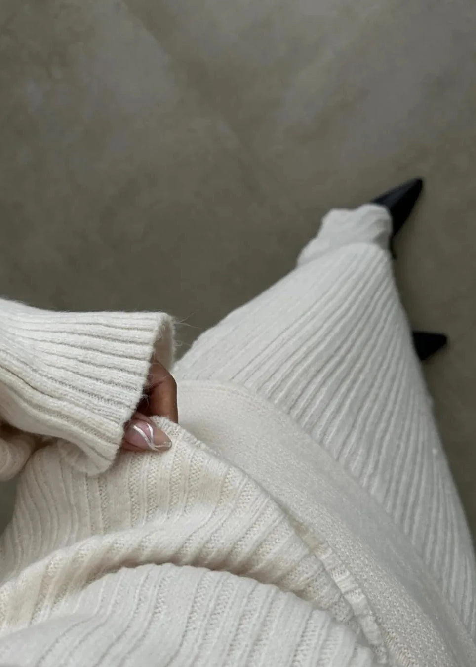 Luxe Comfort - Off-shoulder Knit Two-piece Set
