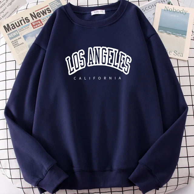 Los Angeles California City Sweatshirt for Loose Oversized Clothing Personality Soft Letter Print Hoodies Woman