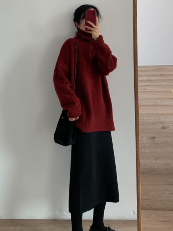 Original Red Turtle Neck Long Sleeves Sweater Qx020