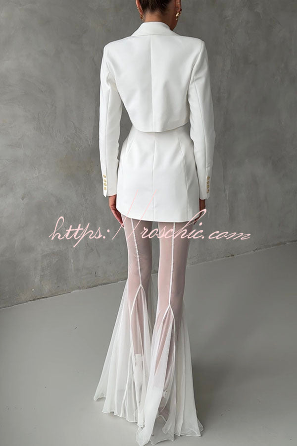 Deep Mesh High Rise Elastic Waist Fishtail Stretch Pants